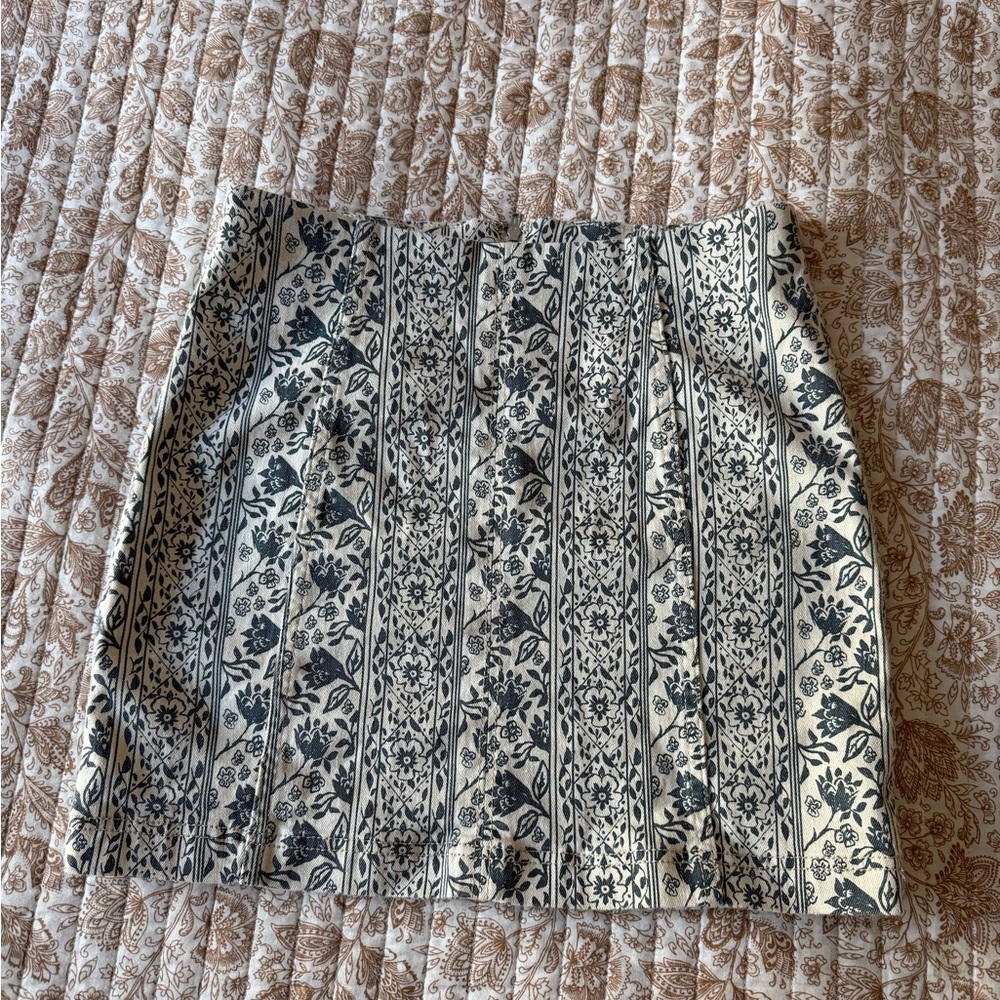 Free people blue and white floral mini skirt